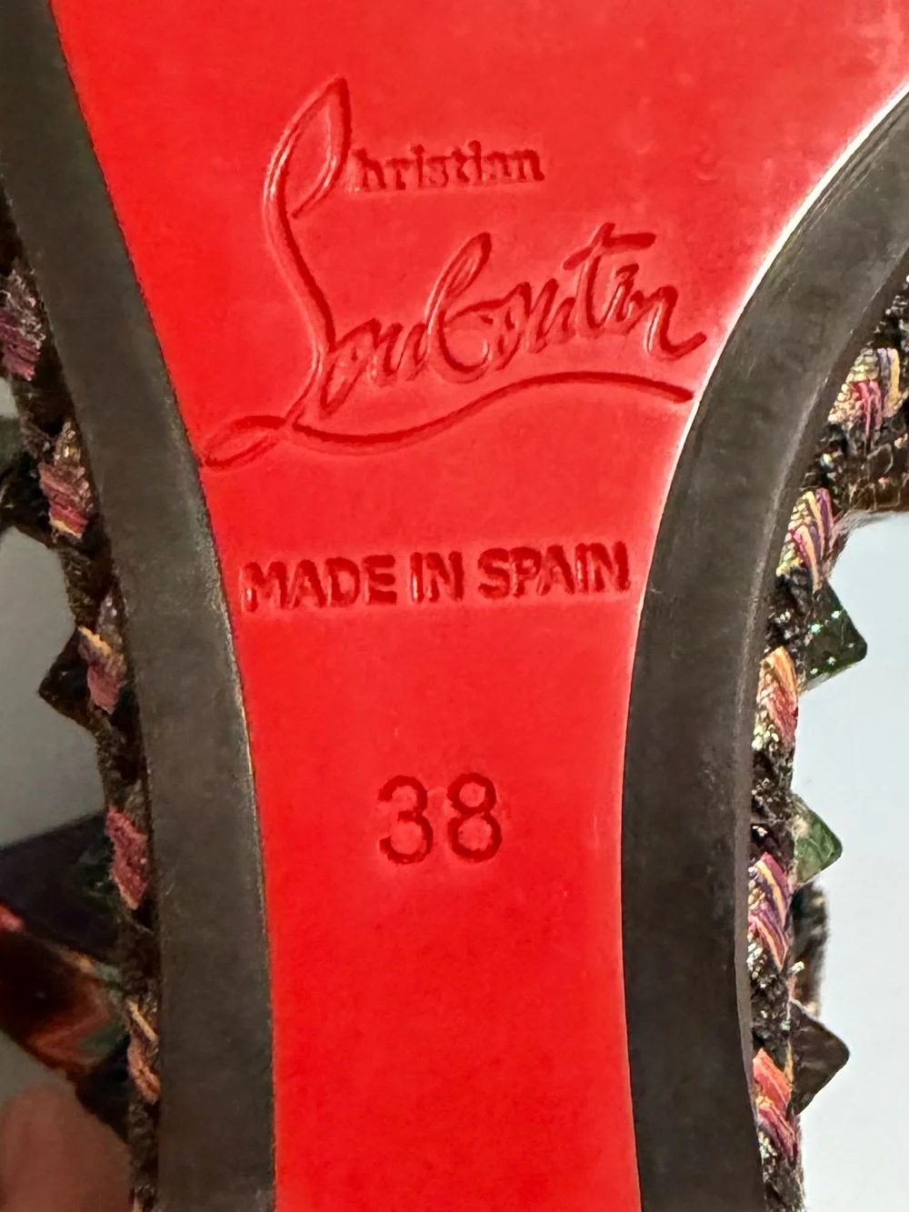 Christian Louboutin Black Multicolor Embellished Platform Wedge Sandals